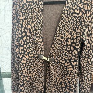 Cotton Leopard Print Longline Cardigan